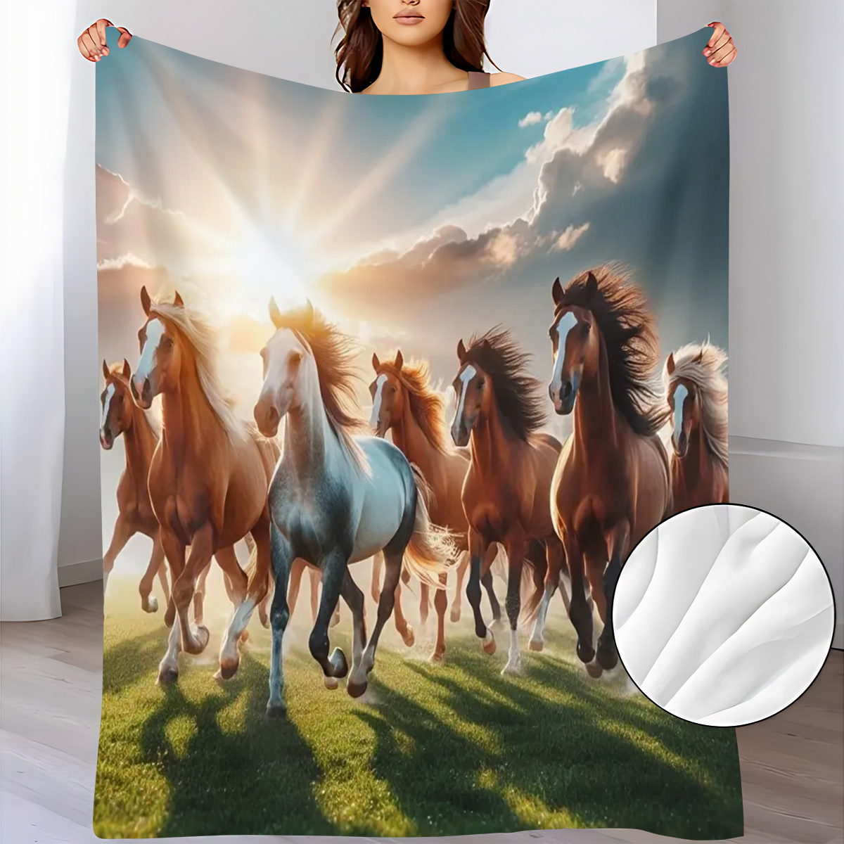 Sunrise Home Textiles & Apparel - Miękki koc flanelowy. Majestetyczne stado dzikich