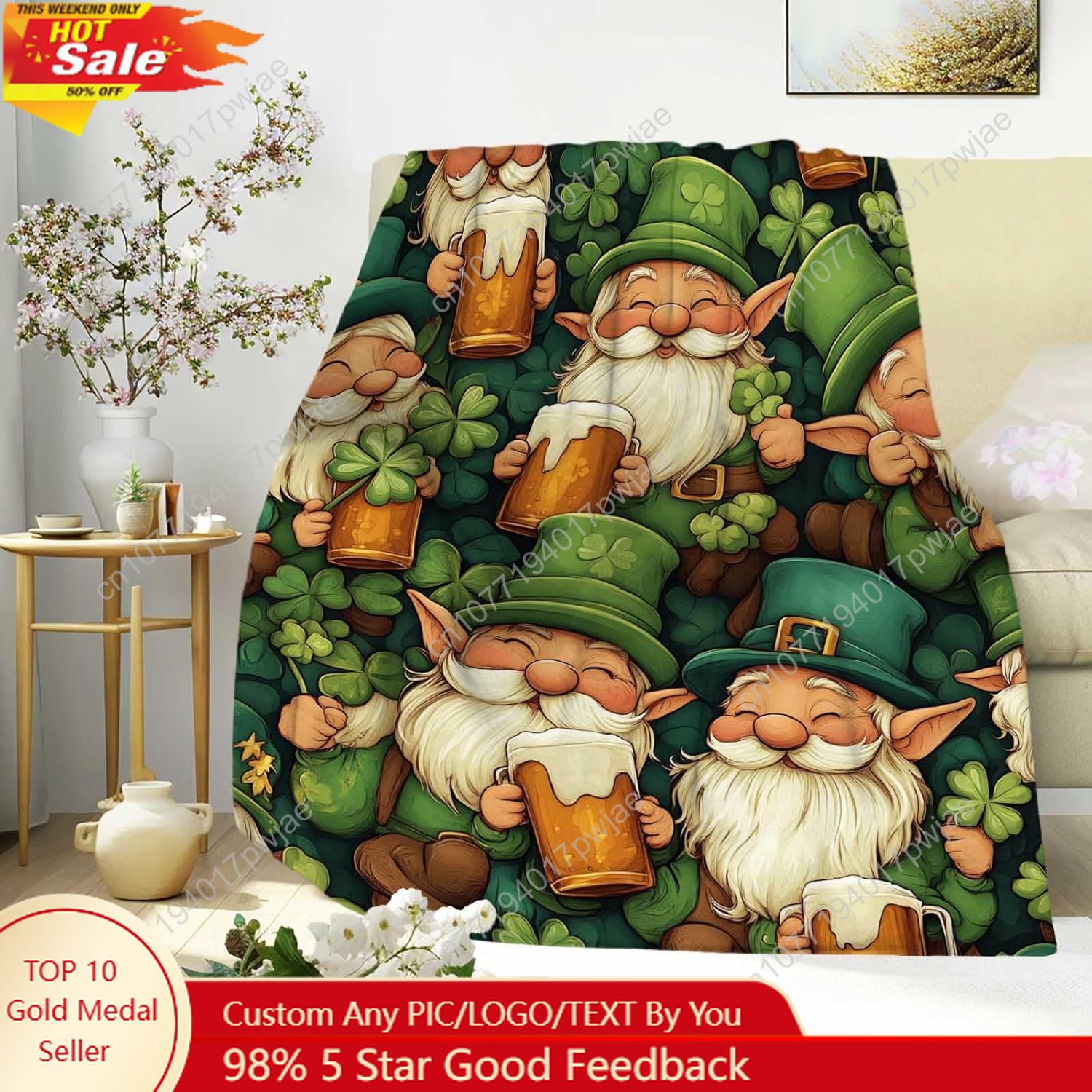 Home Textiles Blanket - Koc z motywem Świętego Patryka z