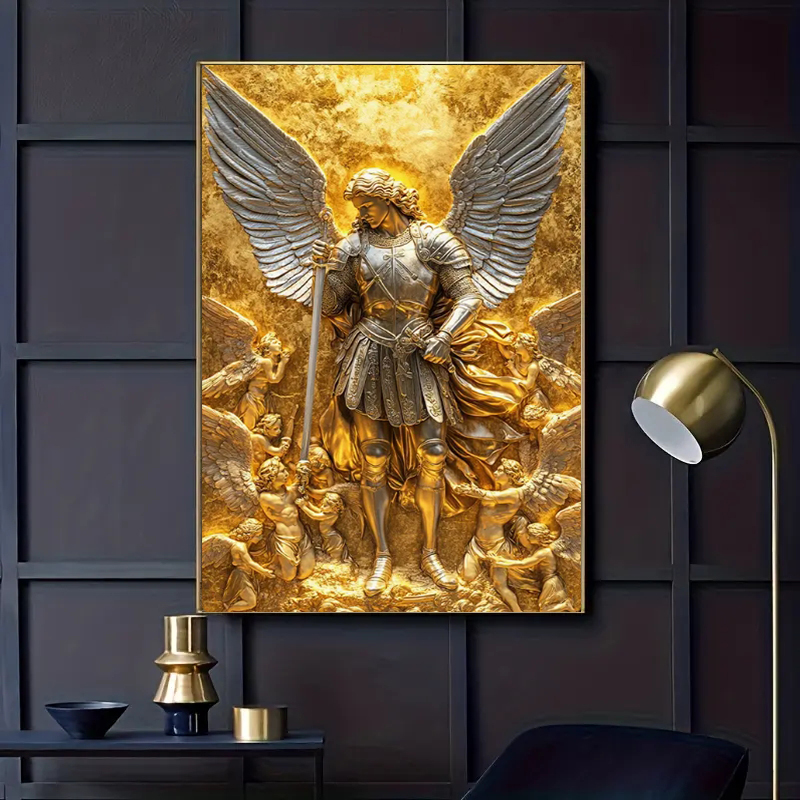 Home Textiles Products - Anioł Michał Archanioł, złota statua anioła,