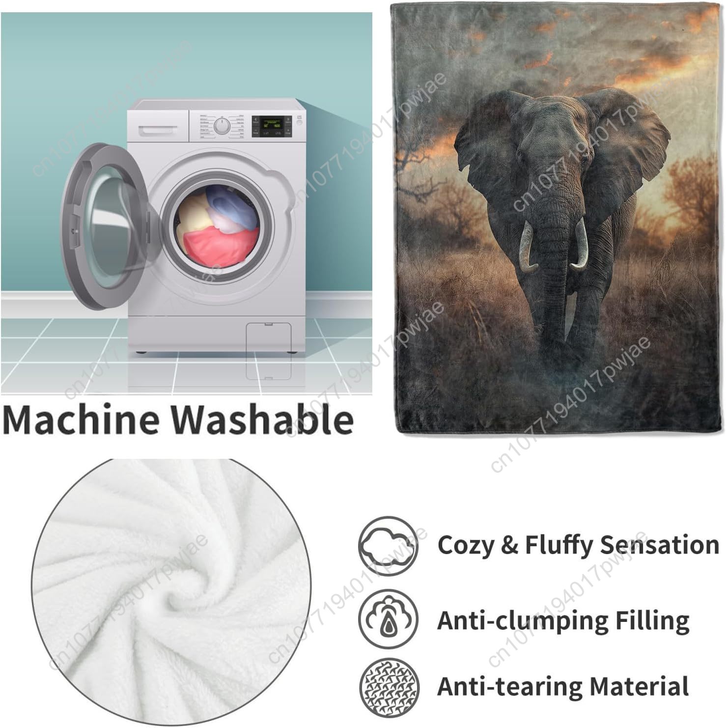 Koc z polaru z motywem słonia, – Home Textiles Blanket recenzja i cena